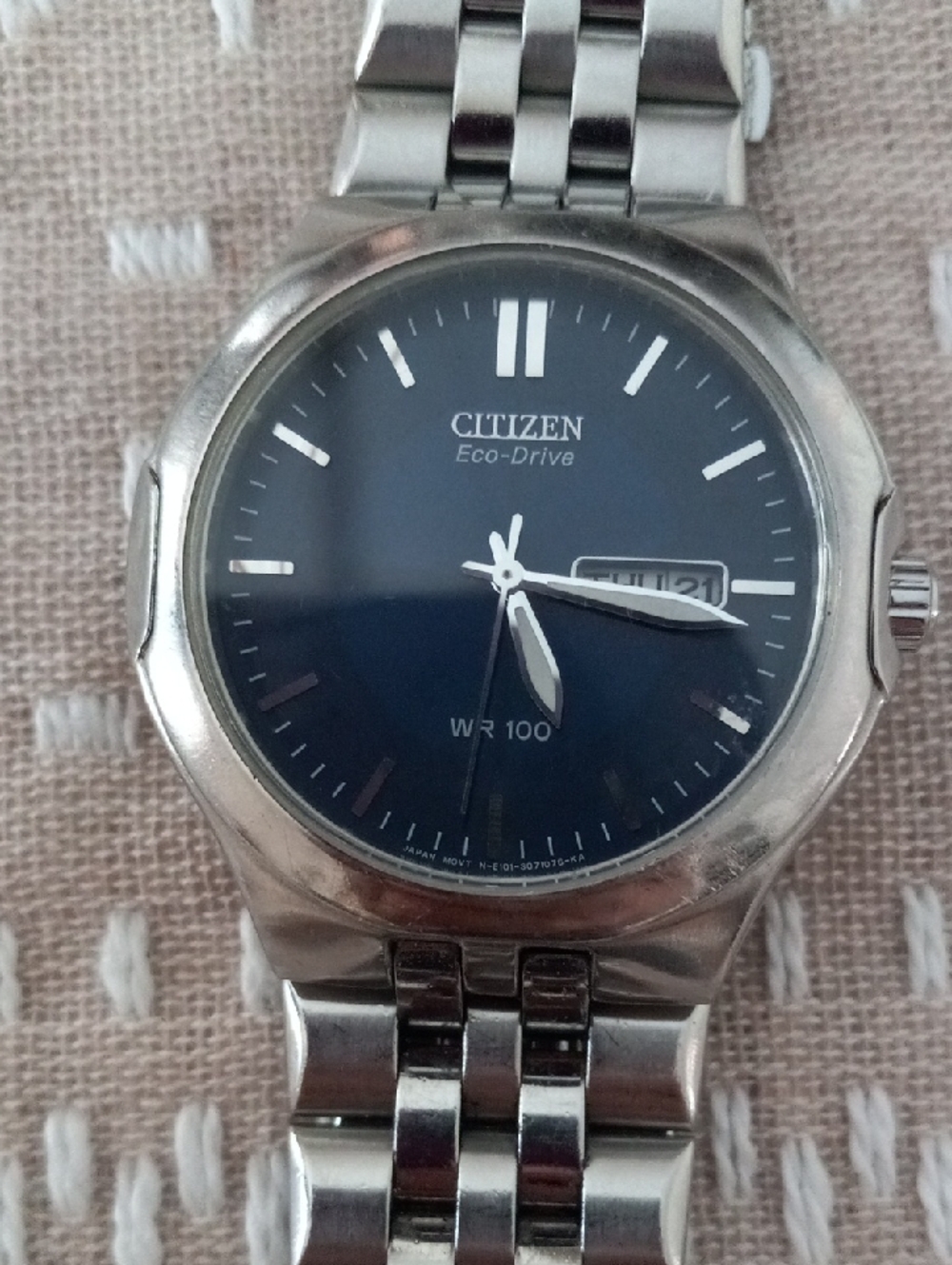 Citizen Eco-Drive Silver Watch with Blue Dial